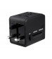 Dual USB Universal World Travel Power Adapter with AU/US/EU/UK Plugs & LED Indicator Light (Black)