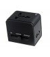 Dual USB Universal World Travel Power Adapter with AU/US/EU/UK Plugs & LED Indicator Light (Black)