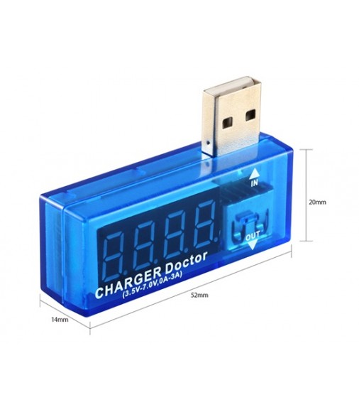 USB Mini Charger Doctor Current Test Tool Voltage Test Tool Amp Volt Reader (Blue)