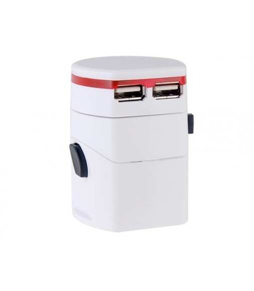 Travel Adapter with Dual USB Interface (White)