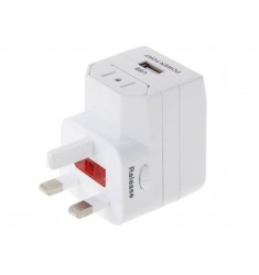 933U AC 3A 250VDC 5V Multifunction USB Adapter Socket (White)