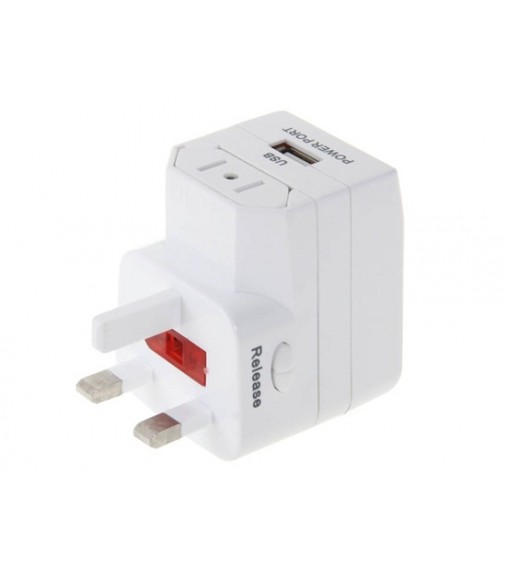 933U AC 3A 250VDC 5V Multifunction USB Adapter Socket (White)