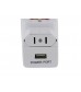 World Travel Adaptor with USB Port (White)