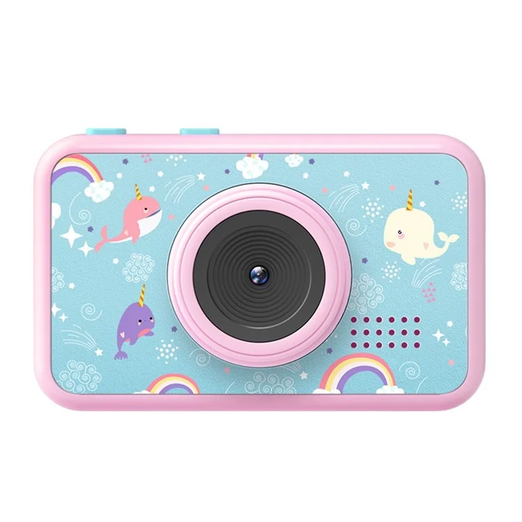 AD-G29D 2.4 inch Screen Kids Camera Front/Back Dual Camera Portable Handheld Mini Camera with Games/Filters/Frames - Pink