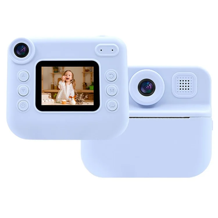 KDC-030D 2.0-inch Mini Kids Instant Camera HD Dual Lens Digital Camera Photo Printer with 32G TF Card + Card Reader - Blue