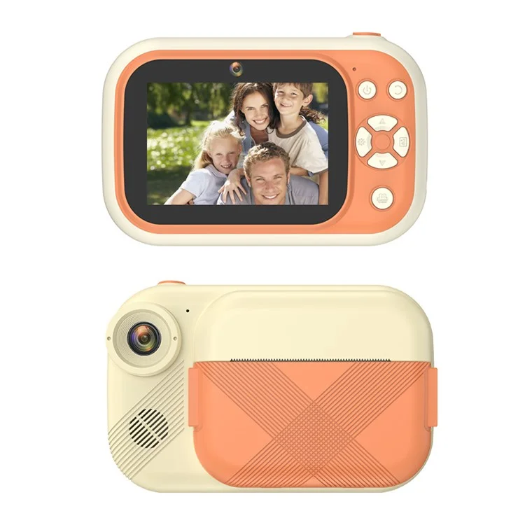 P1S HD Kids Camera 3.5-inch Inkless Print Camera 1080P Portable Cute Mini Camera Support MP3 - Beige