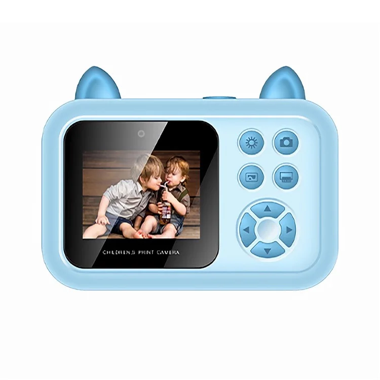 S6 2.4-inch Screen Lovely Kids Dual Lens Digital Camera Instant Photo Printing Machine with 32G TF Card + Card Reader - Blue