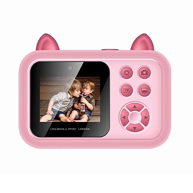 S6 2.4-inch Screen Lovely Kids Dual Lens Digital Camera Instant Photo Printing Machine - Pink