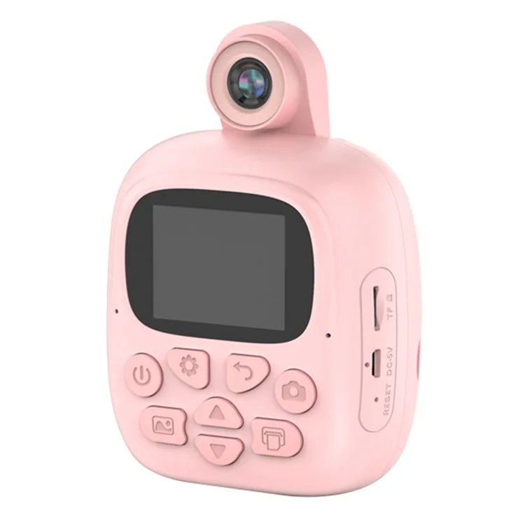 A18 Cute Kids Camera 2.0 inch 24M Pixel HD Instant Print Camera Portable Thermal Printing Camera with 180-Degree Flipped Lens for Children - Pink